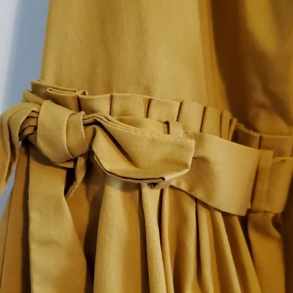 Catherine  Malandrino Mustard yellow Smocked Bell Sleeved Blouse Small - Picture 3 of 6